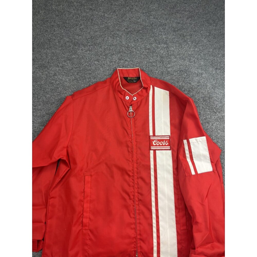 Vintage Swingster‎ Coors Jacket Mens Large Red Nylon Racing Stripe Windbreaker